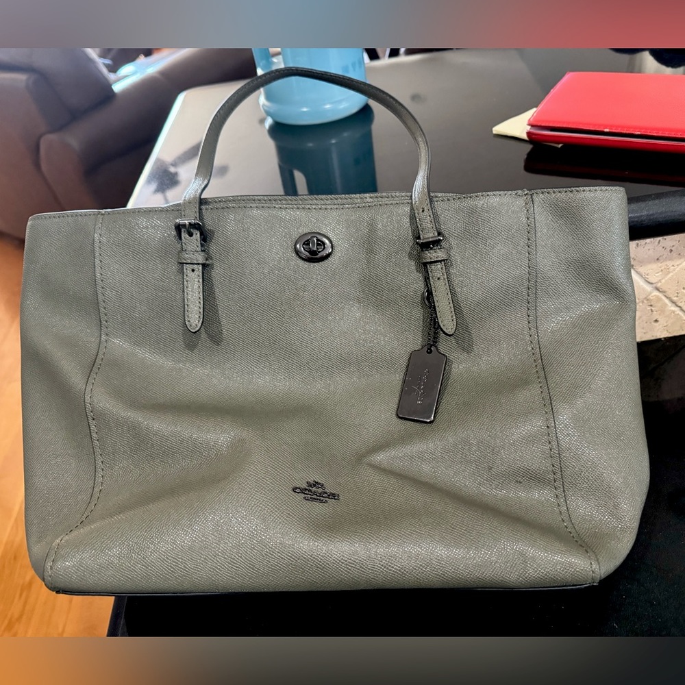 Olive green coach tote